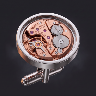 Omega Watch Cufflinks - 620 Calibre - Rose Gold - Image 6