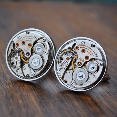 Longines Cufflinks- Silver Round Larger