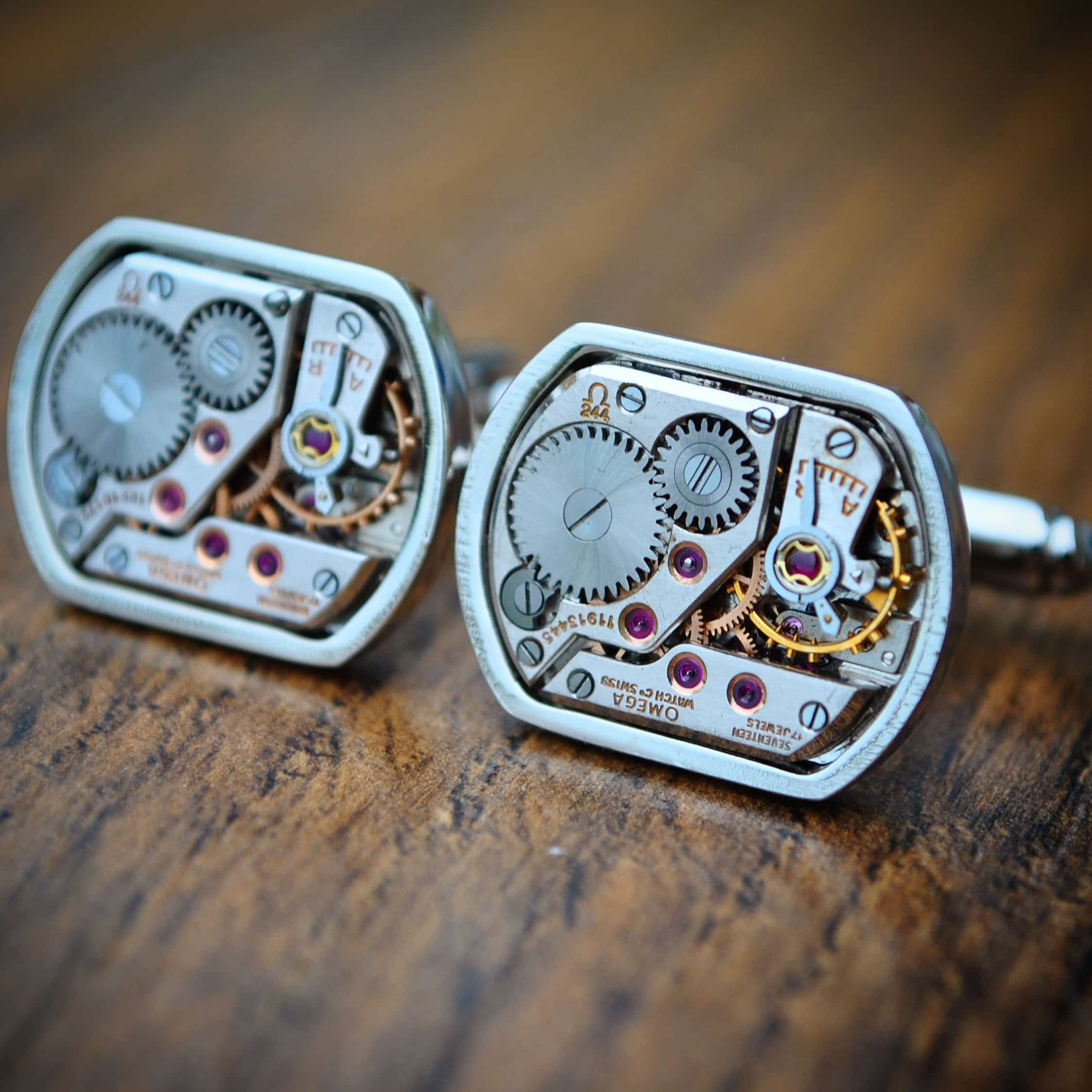 Omega Cufflinks - Silver Rectangle II
