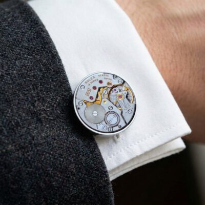 Rolex Watch Cufflinks - 1600 Calibre - Cellini worn on the cuff – macro cuff detail